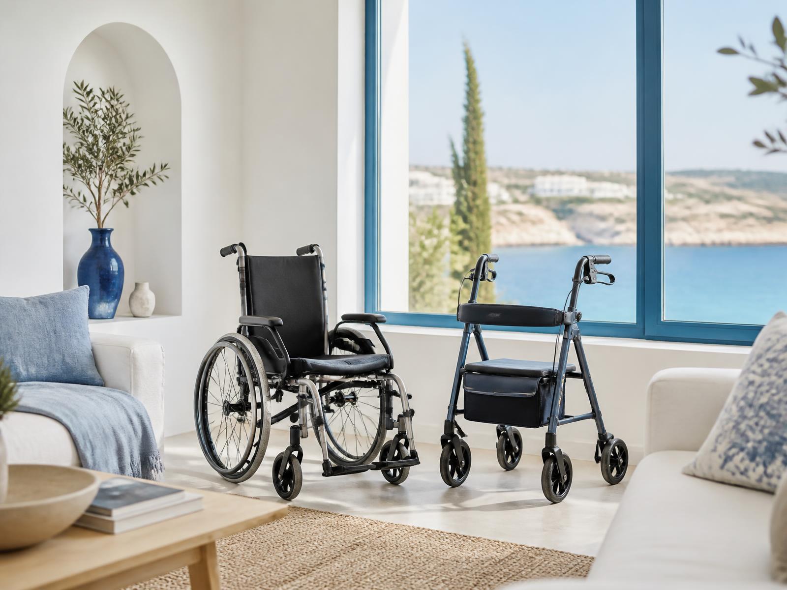 Βοηθήματα κινητικότητας σε φωτεινό σπίτι